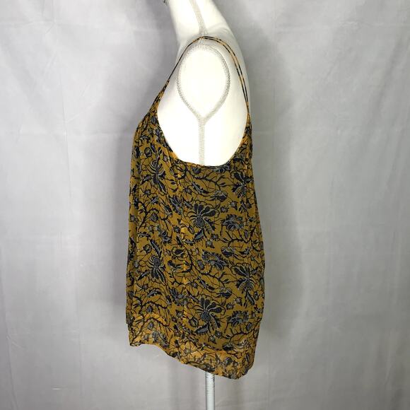 Isabel Marant Etoile yellow / blue silk abstract floral print hi-low tank top - Picture 6 of 10